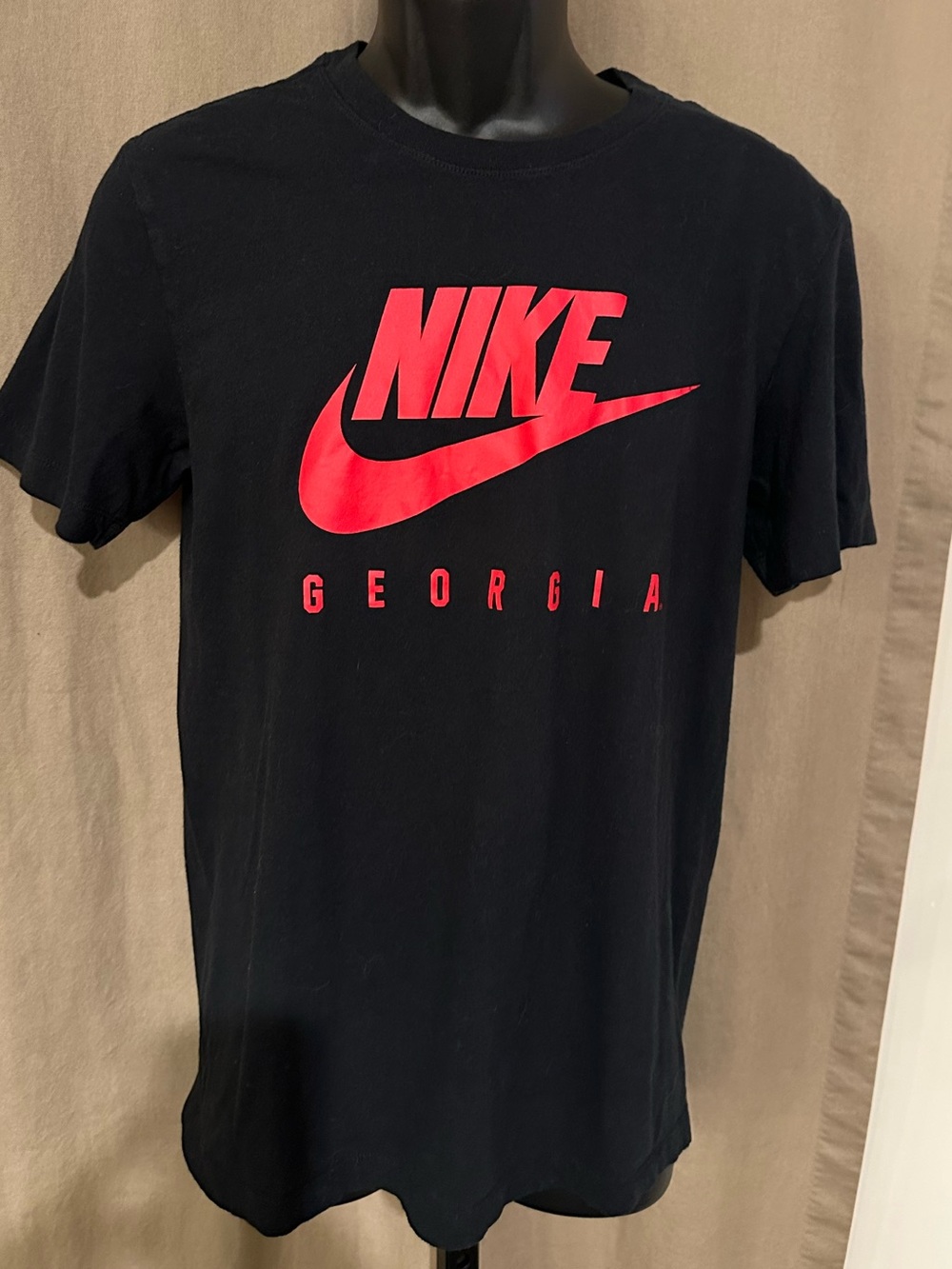 Nike Black Short-Sleeve Tee with Red Swoosh and Georgia Text